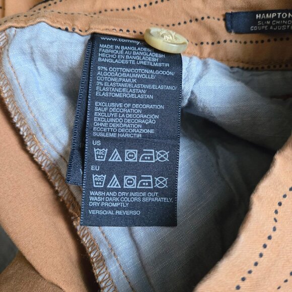 Tommy Hilfiger Hampton Slim Chino Pants Tan Dot Stripe Size 12 - Picture 6 of 6